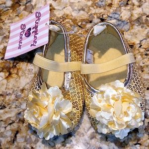 Golden Rose Sequins Baby Flats Size 4C